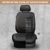 imageCAR PASS Universal FIT Piping Leather Two Front Seat Covers Waterproof Faux Leather for SUV Sedan Van Truck Airbag CompatibleReserved Opening Holes for Headrest Covers Black redBlack Beige