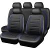 imageCAR PASS Universal FIT Piping Leather Two Front Seat Covers Waterproof Faux Leather for SUV Sedan Van Truck Airbag CompatibleReserved Opening Holes for Headrest Covers Black redBlue Black