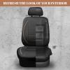 imageCAR PASS Universal FIT Piping Leather Two Front Seat Covers Waterproof Faux Leather for SUV Sedan Van Truck Airbag CompatibleReserved Opening Holes for Headrest Covers Black redBeige Black
