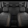 imageCAR PASS Universal FIT Piping Leather Two Front Seat Covers Waterproof Faux Leather for SUV Sedan Van Truck Airbag CompatibleReserved Opening Holes for Headrest Covers Black redBeige Black