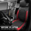 imageCAR PASS Universal Leather car seat Covers Sport fits Most Cars SUVs Trucks and Vans Full Set Black RedBlack and Red  Sideless