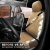 imageCAR PASS Waterproof Universal Fit Car Floor Mats Car Mats Fit for SUVVanssedans TrucksSet of 4pcs Car Carpet with Driver Heel Pad BeigeCow Print Beige