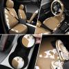 imageCAR PASS Waterproof Universal Fit Car Floor Mats Car Mats Fit for SUVVanssedans TrucksSet of 4pcs Car Carpet with Driver Heel Pad BeigeCow Print Beige