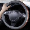 imageCAR PASS Wood Grain Microfiber Leather Steering Wheel Cover Universal Fit for 14 1215 inch Beige Steering Wheel AntiSlip Veins Design CarsSuvsMiniVans Sedans Beigegray