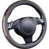 imageCAR PASS Wood Grain Microfiber Leather Steering Wheel Cover Universal Fit for 14 1215 inch Beige Steering Wheel AntiSlip Veins Design CarsSuvsMiniVans Sedans Beigegray