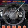 imageCAR PASS Wood Grain Microfiber Leather Steering Wheel Cover Universal Fit for 14 1215 inch Beige Steering Wheel AntiSlip Veins Design CarsSuvsMiniVans Sedans Beigegray