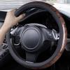 imageCAR PASS Wood Grain Microfiber Leather Steering Wheel Cover Universal Fit for 14 1215 inch Beige Steering Wheel AntiSlip Veins Design CarsSuvsMiniVans Sedans Beigeblack