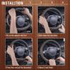 imageCAR PASS Wood Grain Microfiber Leather Steering Wheel Cover Universal Fit for 14 1215 inch Beige Steering Wheel AntiSlip Veins Design CarsSuvsMiniVans Sedans Beigegray