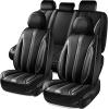 imageCAR Pass Nappa Leather Car Seat Covers Durable Waterproof Luxury Universal for SUV Pickup Truck Sedan AntiSlip Driver 5 Seats Covers Full Set with Backrest Black Chameleon Iridescent ReflectiveGray Carbon