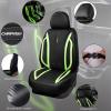 imageCAR Pass Nappa Leather Car Seat Covers Durable Waterproof Luxury Universal for SUV Pickup Truck Sedan AntiSlip Driver 5 Seats Covers Full Set with Backrest Black Chameleon Iridescent ReflectiveGreen Black
