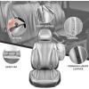 imageCAR Pass Nappa Leather Car Seat Covers Durable Waterproof Luxury Universal for SUV Pickup Truck Sedan AntiSlip Driver 5 Seats Covers Full Set with Backrest Black Chameleon Iridescent ReflectiveBright Silver Leather
