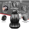 imageCAR Pass Nappa Leather Car Seat Covers Durable Waterproof Luxury Universal for SUV Pickup Truck Sedan AntiSlip Driver 5 Seats Covers Full Set with Backrest Black Chameleon Iridescent ReflectiveBright Black Leather