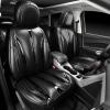 imageCAR Pass Nappa Leather Car Seat Covers Durable Waterproof Luxury Universal for SUV Pickup Truck Sedan AntiSlip Driver 5 Seats Covers Full Set with Backrest Black Chameleon Iridescent ReflectiveBright Black Leather