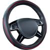 imageCar Pass Colour Piping Leather Steering Wheel CoverPerfectly fit for 14515 inches for Various Vehicles SUVsVansSedansCars Black ampamp RedBlack and Red