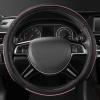 imageCar Pass Colour Piping Leather Steering Wheel CoverPerfectly fit for 14515 inches for Various Vehicles SUVsVansSedansCars Black ampamp RedBlackPink