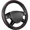 imageCar Pass Colour Piping Leather Steering Wheel CoverPerfectly fit for 14515 inches for Various Vehicles SUVsVansSedansCars Black ampamp RedBlackPink