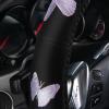 imageCar Pass Pink Embroidery Butterfly Steering Wheel Cover Universal 15 Inch Car Wheel Cover for Women Girls Fit for SuvsSmall TrucksSedansCars Black and PinkBlack and Purple