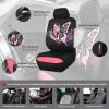 imageCar Pass Pink Embroidery Butterfly Steering Wheel Cover Universal 15 Inch Car Wheel Cover for Women Girls Fit for SuvsSmall TrucksSedansCars Black and PinkBlack and Pink Combo