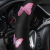 imageCar Pass Pink Embroidery Butterfly Steering Wheel Cover Universal 15 Inch Car Wheel Cover for Women Girls Fit for SuvsSmall TrucksSedansCars Black and PinkBlack and Pink