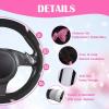 imageCar Pass Pink Embroidery Butterfly Steering Wheel Cover Universal 15 Inch Car Wheel Cover for Women Girls Fit for SuvsSmall TrucksSedansCars Black and PinkBlack and Pink Combo
