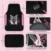 imageCar Pass Pink Embroidery Butterfly Steering Wheel Cover Universal 15 Inch Car Wheel Cover for Women Girls Fit for SuvsSmall TrucksSedansCars Black and PinkBlack and Pink Combo