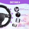 imageCar Pass Pink Embroidery Butterfly Steering Wheel Cover Universal 15 Inch Car Wheel Cover for Women Girls Fit for SuvsSmall TrucksSedansCars Black and PinkBlack and Purple
