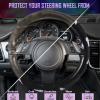 imageCar Pass Pink Embroidery Butterfly Steering Wheel Cover Universal 15 Inch Car Wheel Cover for Women Girls Fit for SuvsSmall TrucksSedansCars Black and PinkBlack and Purple