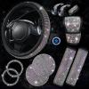 imageCAR PASS 11 PCS Bling Car Accessories for Women Sparkly Rhinestone Diamond Steering Wheel Cover Bling Seat Belt Cushion Glitter Shift Knob Cover Car Cup Holder Coaster Cute Interior Sets SilverMulticolor Diamond