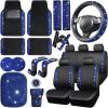 imageCAR PASS 23 PCS Bling Car Accessories Set for Women Leather Car Seat Covers Full Set Sparkly Rhinestone15 Steering Wheel Covers Shining Diamond Car Floor Mats Cute Car Interior Sets Silver DiamondBlue Diamond