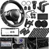 imageCAR PASS 30 PCS Bling Car Accessories Set for Women Bling Steering Wheel Covers 15 Inch Shining Rhinestone License Plate Frame Sparkly Diamond Phone Holder Cute Interior Set Decorations SilverBlack