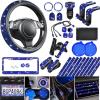 imageCAR PASS 30 PCS Bling Car Accessories Set for Women Bling Steering Wheel Covers 15 Inch Shining Rhinestone License Plate Frame Sparkly Diamond Phone Holder Cute Interior Set Decorations SilverBlue
