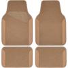imageCAR PASS Beige Leather ampamp Waterproof Car Carpet Floor Mats Universal Car Mats Fit for SUVVanssedans TrucksSet of 4pcs Car Carpet with AntiSlip nibbs Driver Heel Pad All BeigeAll Beige