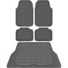 imageCAR PASS Black Rubber Car Mats AllWeather Floor Mats Full Set Durable AntiSlip 3D Rhombus Waterproof Automotive Pad Trim to Fit Liner Universal Fit for Sedan SUV Truck Van 4 Pcs All Black RubberGray With Cargo Liners