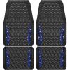 imageCAR PASS Bling Car Mats Diamond Rubber Floor Mats Full Set AntiSlip 3D Rhombus Waterproof Trim to Fit Liner Universal Glitter Crystal Sparkly Shining Rhinestone Girl Women SUV Sedan Van Pink RubberBlue Diamond