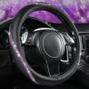 imageCAR PASS Bling Diamond Black Leather Steering Wheel Cover Studded Crystal Rhinestones Universal Fit 14quot 1215quot Glitter for Women Sparkle Girl Fit SuvsVansSedansCarTrucks Silver DiamondPurple Diamond