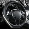 imageCAR PASS Bling Diamond Black Leather Steering Wheel Cover Studded Crystal Rhinestones Universal Fit 14quot 1215quot Glitter for Women Sparkle Girl Fit SuvsVansSedansCarTrucks Silver DiamondMulticolor Diamond
