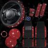 imageCAR PASS Bling Diamond Leather Car Seat Covers Sets 11 pcs Bling Car Accessories for Women Sparkly Rhinestone Steering Wheel Cover Sets Glitter Cute Car Interior Sets for Women Girl Silver DiamondRed Rhinestone