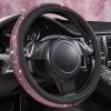 imageCAR PASS Bling Diamond Leather Steering Wheel Cover with Bling Sparkly Crystal Glitter Rhinestones Universal Fit 145in15in Car Wheel Protector for Women Girl Fit SuvsVansSedansCarTrucks SilverPink Diamond on Velvet
