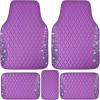 imageCAR PASS Bling Leather Car Mats Shining Diamond Floor Mats Crystal Rhinestone Sparkly Glitter Carpet AntiSlip Waterproof Pad Universal Fit Automotive SUV Sedan Van 5pcs Girl Women Black SilverPurple Leather Diamond
