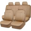imageCAR PASS Car Seat Covers Full Sets Front ampamp Split Rear Bench for Car 3D Tyre Embossed Automotive Interior Covers Airbag Compatible Quick Setup Universal Fit Seat Covers for Car SUVCharcoalall beige