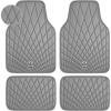 imageCAR PASS Faux Leather Floor Mats for Cars Luxury Waterproof All Weather Car Mats Full Set AntiSlip Deluxe Automotive Mats Universal Fit for Most SUVVansSedansTrucks 4 Piece All BlackGray