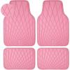 imageCAR PASS Faux Leather Floor Mats for Cars Luxury Waterproof All Weather Car Mats Full Set AntiSlip Deluxe Automotive Mats Universal Fit for Most SUVVansSedansTrucks 4 Piece All BlackPink