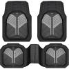 imageCAR PASS Heavy Duty Rubber Car Mats DeepDish Odorless Car Floor Mats All Weather Universal TrimtoFit for SUVs Trucks Sedans Waterproof AntiSlip 3 Pieces V12 BlackBlack and Gray