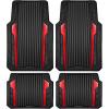 imageCAR PASS Heavy Duty Rubber Car Mats Metallic Aluminum Film All Weather Floor Mats Waterproof Universal Trim to Fit Automotive SUV Sedan Van 4 Piece Anodized Deep Dish TwoTone Sporty Black Red ChromeBlack and Red