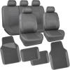 imageCAR PASS Leather Car Seat Covers ampamp Car Floor MatsUniversal Fit for SUV Sedan TruckMesh w 5m SpongeAirbag Compatible Automotive Interior Covers Full Sets Combo Set Black Charcoal GrayAll Gray
