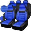 imageCAR PASS Leather Seat Covers Full Set Universal Water Resistant 3D Foam Back Support Luxury Comfort Automotive 5 Seat Covers All Season Fit for SUVSedanVan Airbag Compatible ElegancePure BlackBlack and Blue