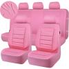 imageCAR PASS Leather Seat Covers Full Set Universal Water Resistant 3D Foam Back Support Luxury Comfort Automotive 5 Seat Covers All Season Fit for SUVSedanVan Airbag Compatible ElegancePure BlackAll Pink