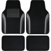 imageCAR PASS Leather Waterproof Sporty Car Floor Mats CarpetUniversal Automotive Floor Mat Fit for Sedans Cars Mid Trucks Vans SUV Set of 4 Black and GrayGray