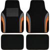 imageCAR PASS Leather Waterproof Sporty Car Floor Mats CarpetUniversal Automotive Floor Mat Fit for Sedans Cars Mid Trucks Vans SUV Set of 4 Black and GrayOrange
