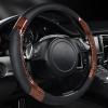 imageCAR PASS Line Rider Microfiber Leather Sporty Steering Wheel Cover Universal Fits for 95 TruckSUVCars14515inch AntiSlip Safety Comfortable Desgin BlackGrayBlack Wood Grain